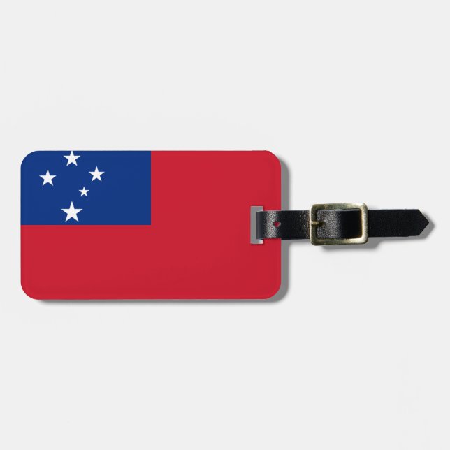 Flag Samoa Gepäckmarke mit Ledergurt Gepäckanhänger (Vorderseite horizontal)