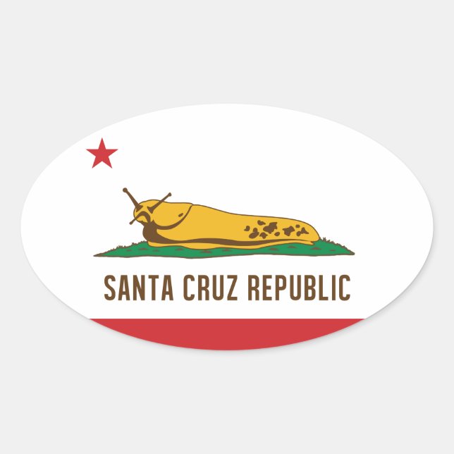 Flag Santa Cruz Republic Banana Slug Ovaler Aufkleber (Vorderseite)