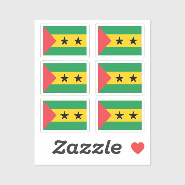 Flag Sao Tome & Principe Kollektion Packung mit 6  Aufkleber (Blatt)