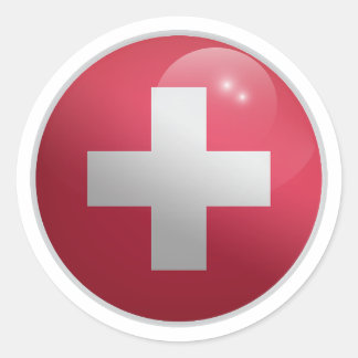 Flag Schweiz Glossy Circle Runder Aufkleber