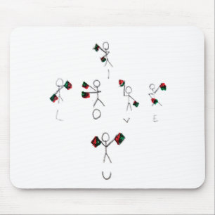 Flag semaphore stick characters spell , “I love U" Mousepad