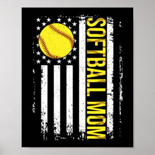 Flag Softball Team Softball Mama Mütter Tag Frauen Poster