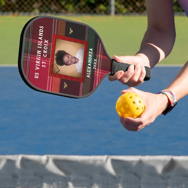 Flag St. Croix Madras Custom Jungfrau Islands Pickleball Schläger (InSitu)