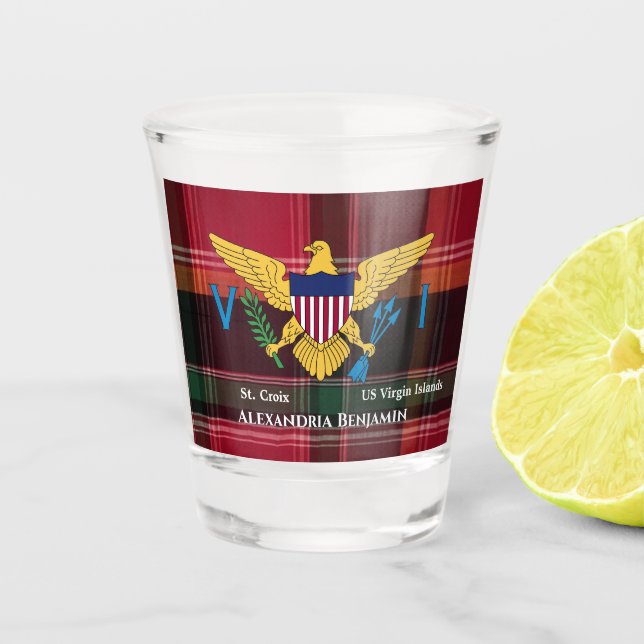 Flag St. Croix Madras Custom Jungfrau Islands Schnapsglas (Vorderseite)