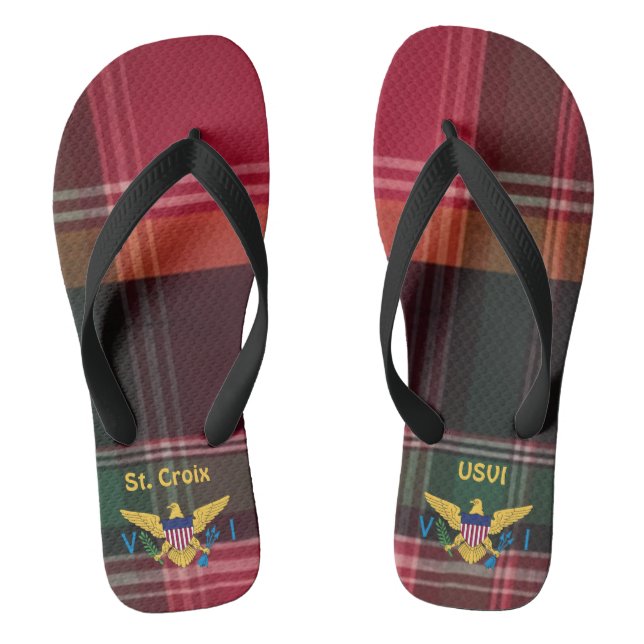 Flag St. Croix Madras USVI Jungfrau Flip Flops (Fußbett)