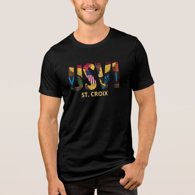 Flag St. Croix Madras USVI Jungfrau Tri-Blend Shirt (Vorderseite)