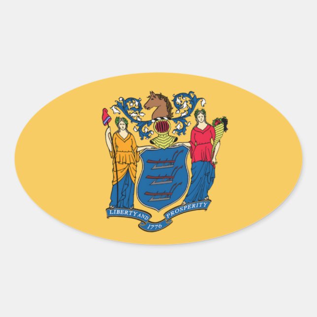 Flag-Sticker für New Jersey Ovaler Aufkleber (Vorderseite)