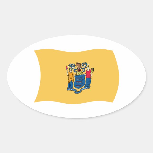 Flag-Sticker für New Jersey Ovaler Aufkleber (Vorderseite)
