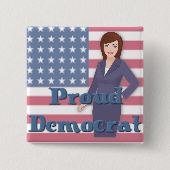 Flag-Taste für proud-demokratische Frau Button (Vorderseite)