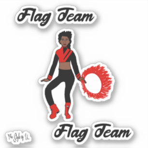 Flag Team Ring Stickers (Schwarz Rot) Aufkleber