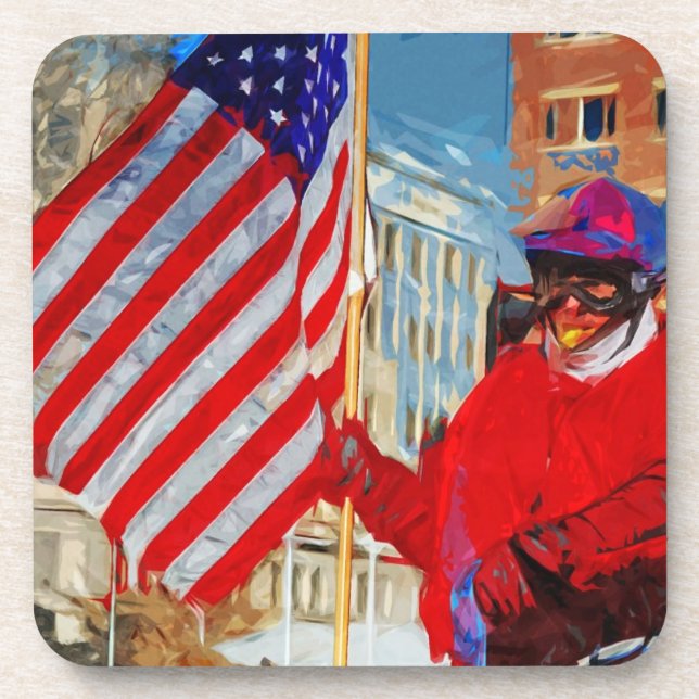 Flag-Träger auf Horseback Untersetzer (Vorderseite)