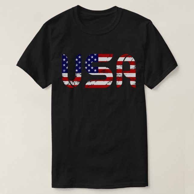Flag-Typografie der erschütterten USA T-Shirt (Design vorne)