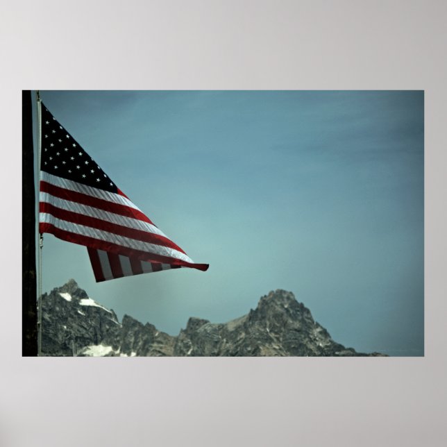 Flag über Teton Print Poster (Vorne)