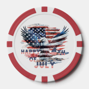 Flag und Adler der Vereinigten Staaten. 4. Juli. I Pokerchips