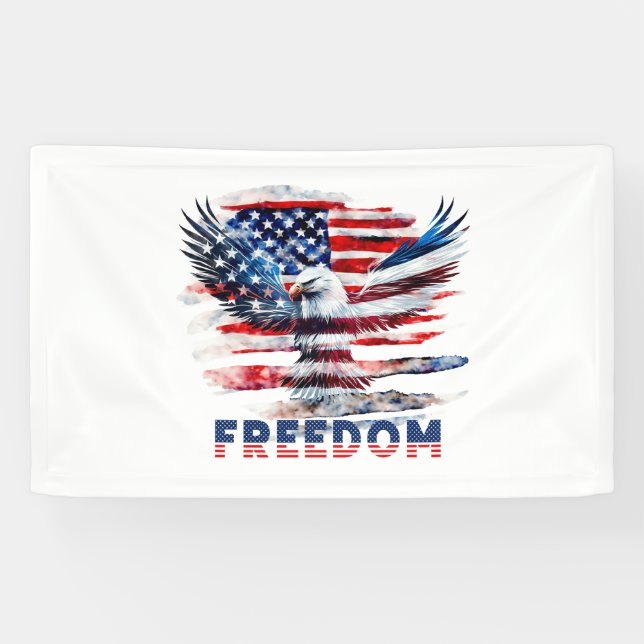 Flag und Adler der Vereinigten Staaten.Freiheit. Banner (Horizontal)