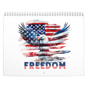 Flag und Adler der Vereinigten Staaten.Freiheit. Kalender