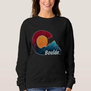 Flag und Berggestyltes Boulder Colorado Sweatshirt