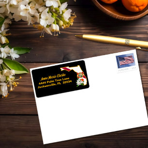 Flag und Blume Orange Blossom für benutzerdefinier Adressaufkleber