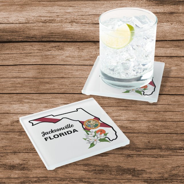 Flag und Blume Orange Blossom für benutzerdefinier Glasuntersetzer (Von Creator hochgeladen)