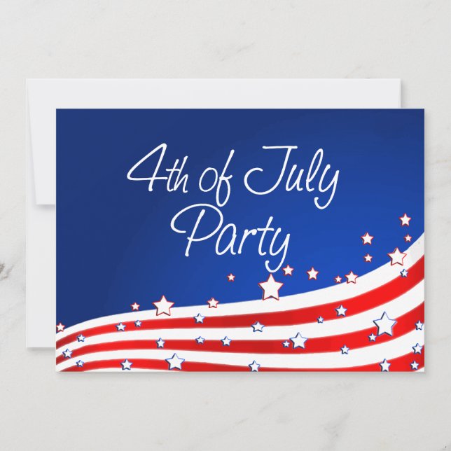 Flag und Hintergrund 4. Juli Party Einladung (Vorderseite)