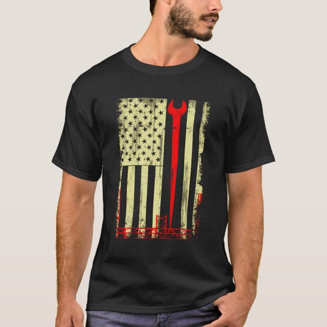 Flag und Ironworker Tools Funny Ironworker T-Shirt (Vorderseite)