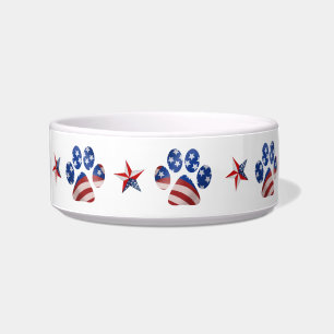 Flag und Star Paw Print, Rot, Weiß und Blau  Napf