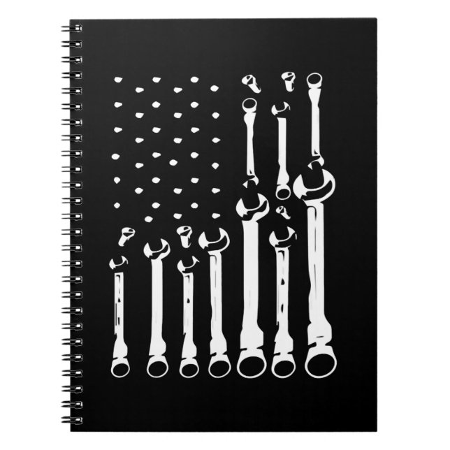 Flag US Mechanische Wrenches Amerikaner für Frauen Notizblock (Vorderseite)