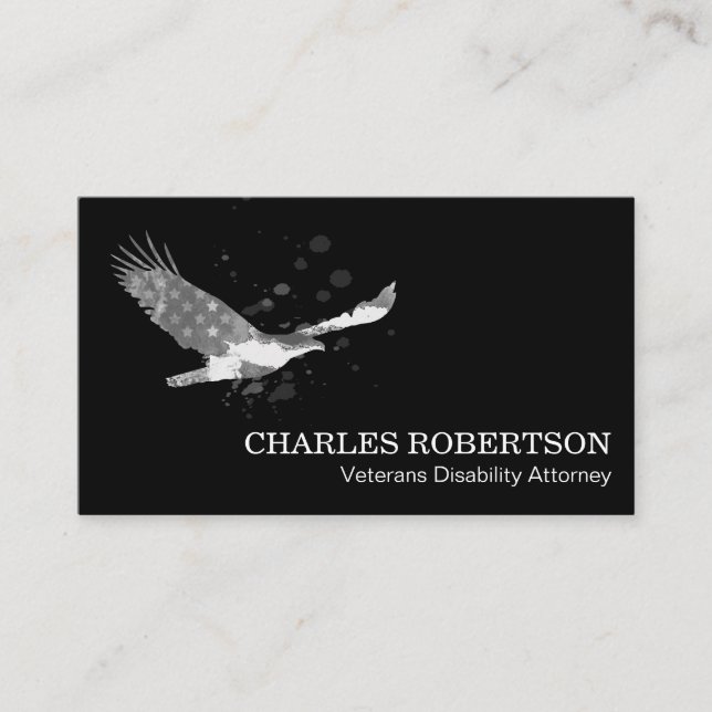 *~* Flag USA American Eagle Gray Gray auf Black Visitenkarte (Vorderseite)