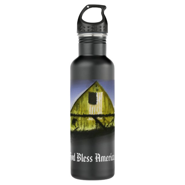 *~* Flag USA Holzstall GOD BLESS AMERICA AP16 Edelstahlflasche (Vorderseite)