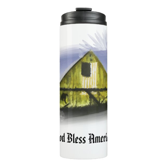 *~* Flag USA Holzstall GOD BLESS AMERICA AP16 Thermosbecher (Vorderseite)