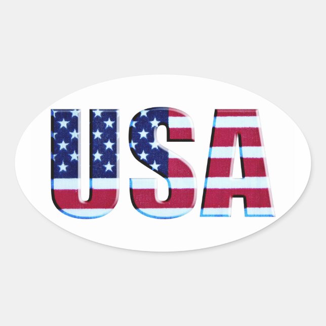 Flag USA Letters Ovaler Aufkleber (Vorderseite)