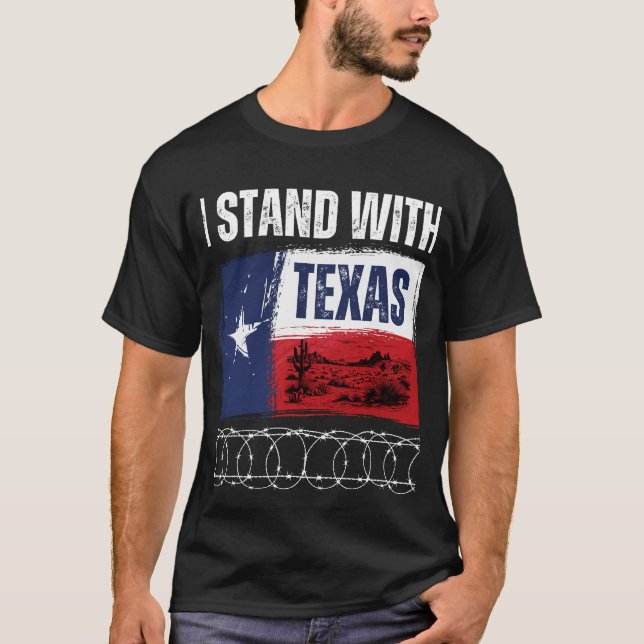 Flag USA Staat Texas ich Stand with Texas T-Shirt (Vorderseite)