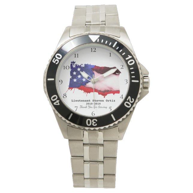 *~* Flag USA Veteran Military Red White Blue Armbanduhr (Vorderseite)