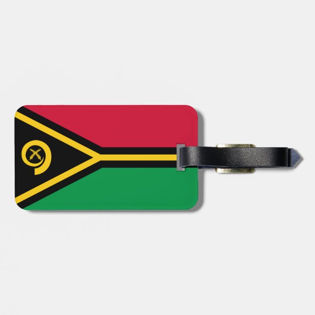 Flag Vanuatu Gepäckmarke mit Ledergurt Gepäckanhänger (Rückseite horizontal)
