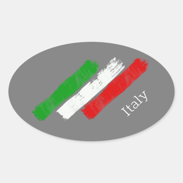 Flag von Italy.brush strokes. Rechteckaufkleber Ovaler Aufkleber (Vorderseite)