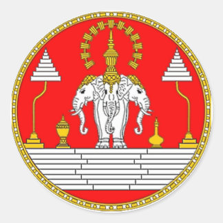 FLAG VON LAOS DREI KOPFELEPHANT RUNDER AUFKLEBER