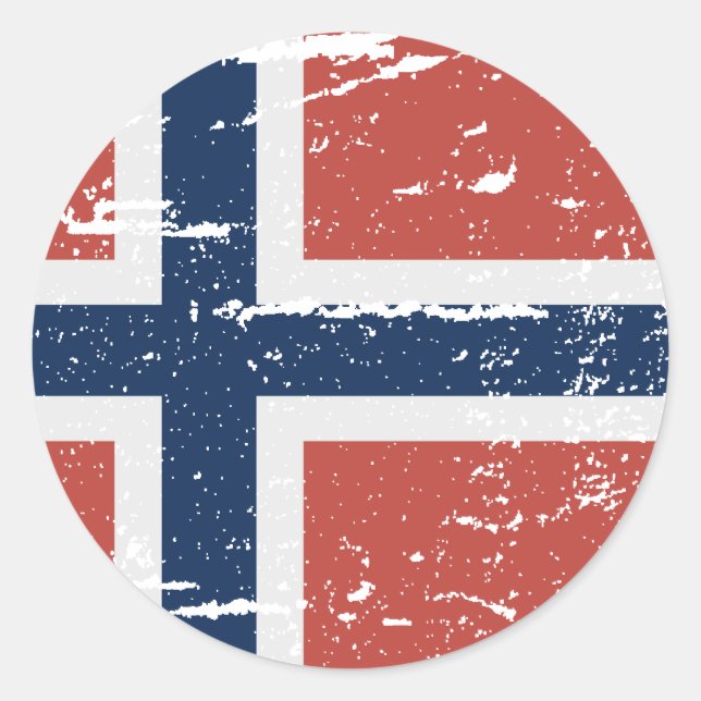 FLAG VON NORWEGEN RUNDER AUFKLEBER (Vorderseite)