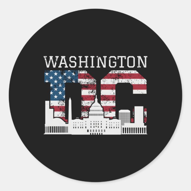 Flag Washington Dc Hauptstadt Hill Usa Runder Aufkleber (Vorderseite)