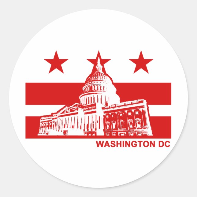 Flag Washington DC Runder Aufkleber (Vorderseite)