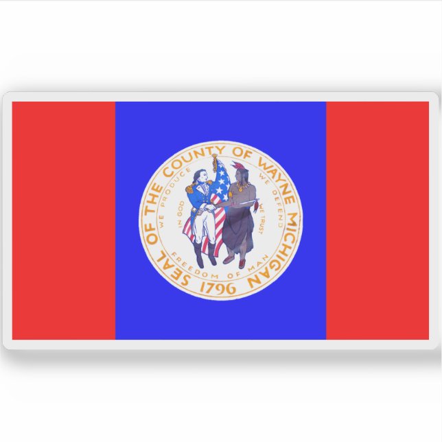 Flag Wayne Landkreis, Michigan Aufkleber (Vorderseite)
