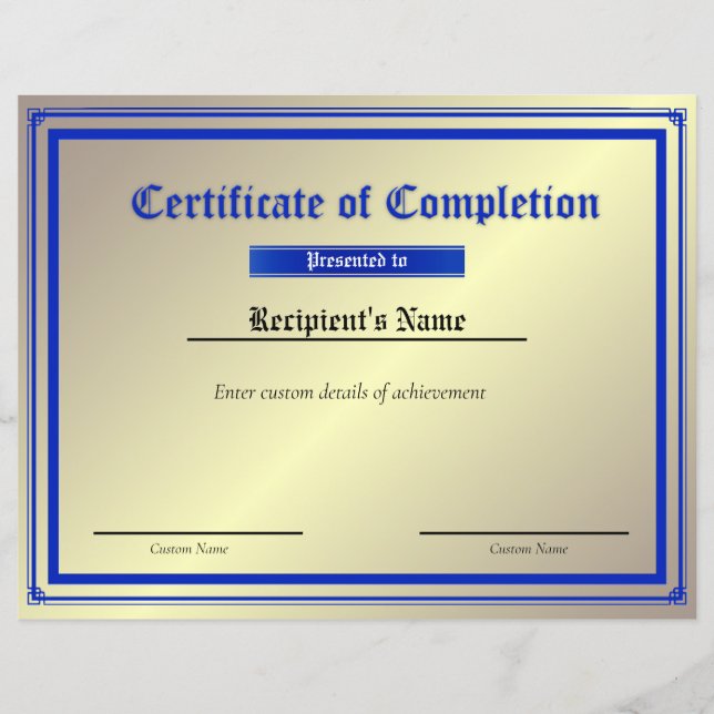 Flag-Zertifikat für benutzerdefinierte Thin Blue L (Vorderseite)