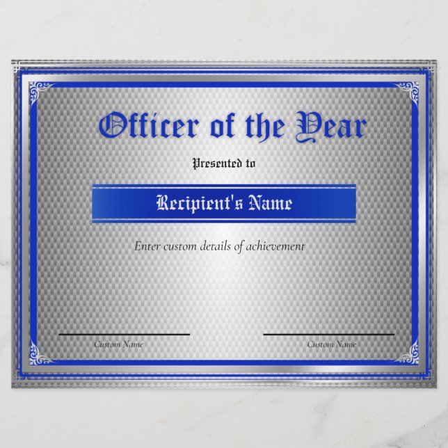 Flag-Zertifikat für benutzerdefinierte Thin Blue L (Vorderseite)