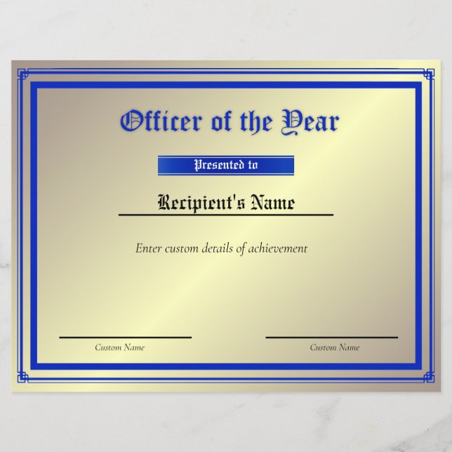 Flag-Zertifikat für benutzerdefinierte Thin Blue L (Vorderseite)