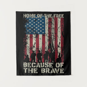Flag Zuhause des freien wegen des tapferen Veteran Wandteppich