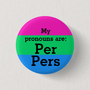 Flag zur Polysexualität mit Per/Pers Pronouns Button
