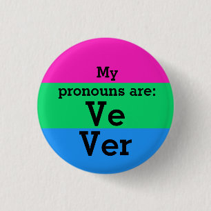 Flag zur Polysexualität mit Ve/Ver Pronoonen Button