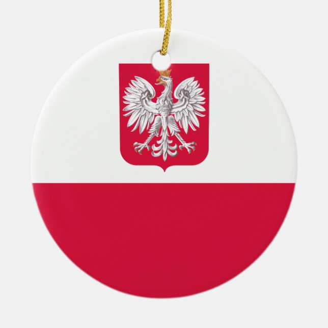 Flaga Polski - polnische Flagge mit Wappen Keramik Ornament (Vorne)