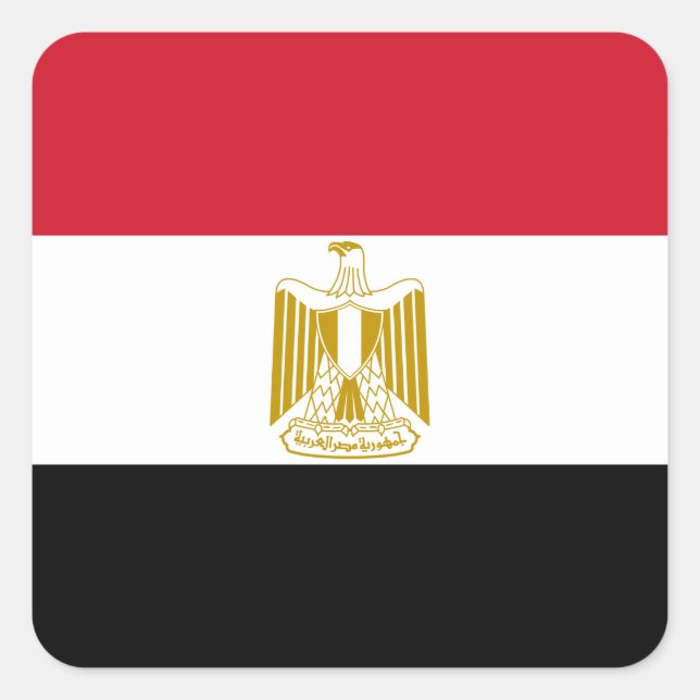 Flagge Ägyptens (Ägyptisch) Quadratischer Aufkleber (Vorderseite)