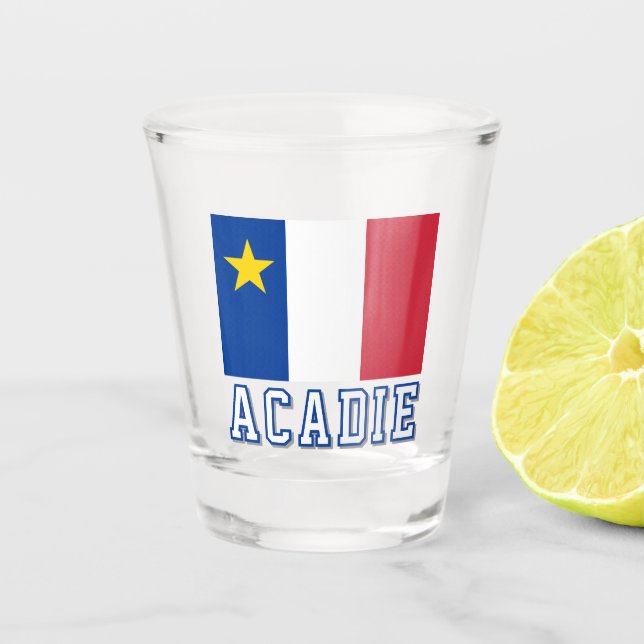Flagge Akadiens Schnapsglas (Vorderseite)