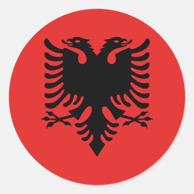 Flagge Albaniens (Albanisch) Runder Aufkleber (Vorderseite)